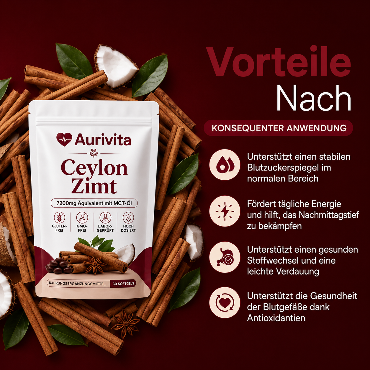 Aurivita Ceylon Zimt 7200 mg mit MCT-Öl